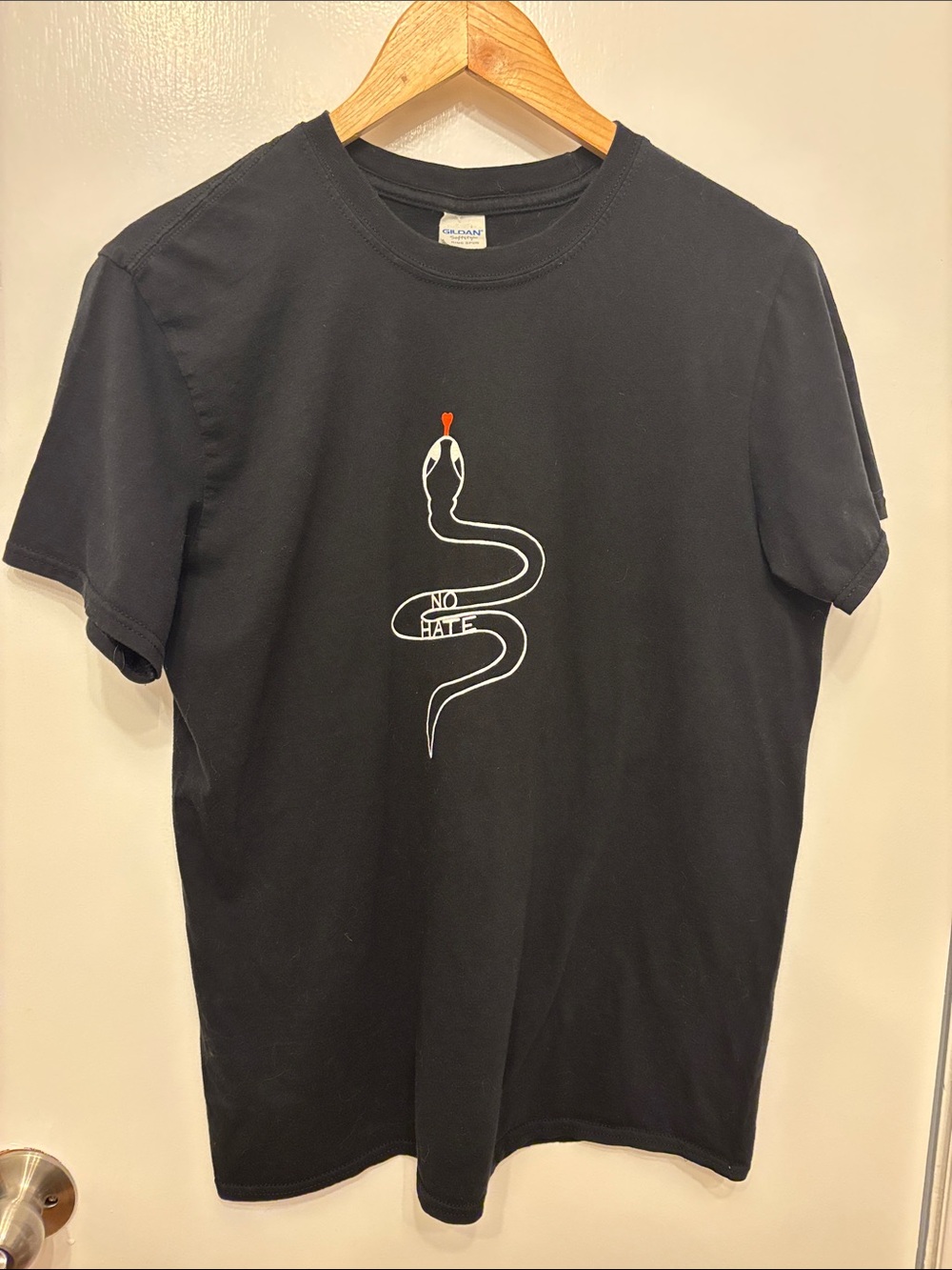 Silk Screened Tee - Snake with ‘No Hate’ text